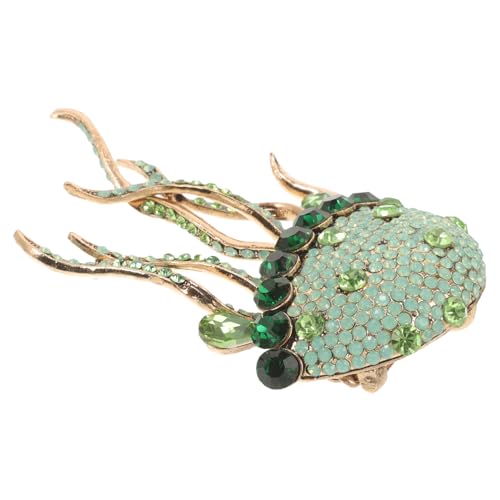 JEWEDECO Rhinestone Brosche Quallen Design Damen Anstecknadel für Kleidung Lapel Pin mit Funkelnden Strasssteinen Grün Kreative Modeaccessoire für Geburtstag und Festliche Outfits von JEWEDECO