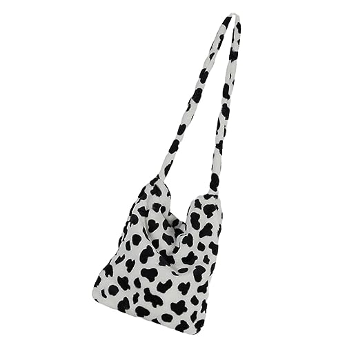 JEWEDECO Plüsch Umhängetasche Mit Kuhmuster Große Kapazität Für Alltag Freizeit Und Einkäufe Leicht Und Tragbar Für Damen Mädchen von JEWEDECO