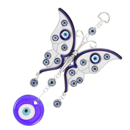 JEWEDECO Schlüsselanhänger Mit Bösem Blick Für Auto Hängendes Ornament Mit Schmetterling Schutz Anhänger Aus Kunststoff Auto Dekoration von JEWEDECO