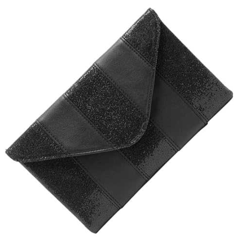 JEWEDECO Schwarze Pailletten Handtasche Für Damen Multifunktionale Pu-Leder Clutch Mit Mittlerem Stauraum Für Karten Handy Und Geldbörse Für Partys Und Abendveranstaltungen von JEWEDECO