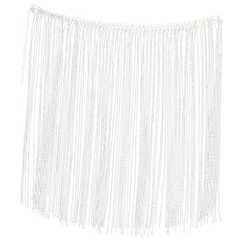 JEWEDECO Silberne Metall Waist Chain mit Quaste Damen Body Accessory für Club und Abendmode Verstellbare Waist Decoration für Selbstbewusste Looks von JEWEDECO