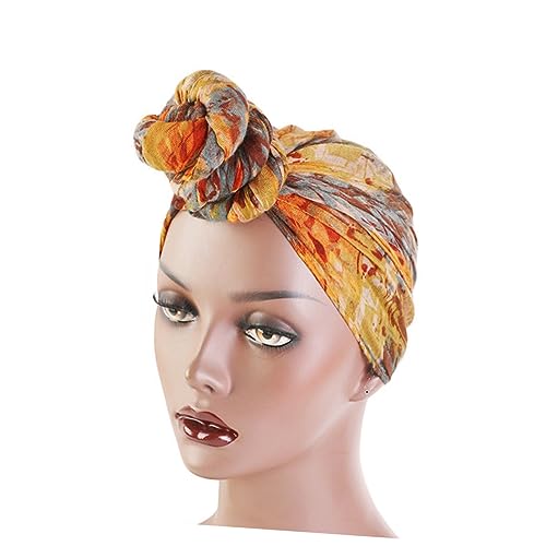 JEWEDECO Sommer Dünn Batik Turban Damen Kopfbedeckung Ethno Stil Geknotete Wickelmütze Atmungsaktive Beanie von JEWEDECO