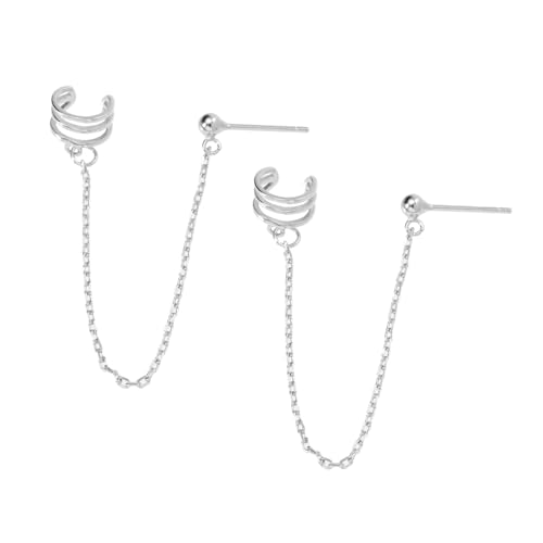 JEWEDECO Sterling Silber Ohrclips mit Kettenanhänger Modische Dangle Drop Ohrringe für Damen und Mädchen Stilvolle Ohrmanschetten Schmuck für Party und Alltag von JEWEDECO