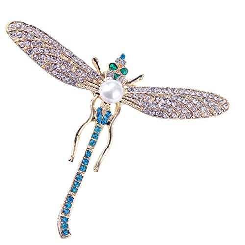 JEWEDECO Strass Libellen Brosche mit Perlenbesatz Eleganter Ansteckpin für Damen Modisches Schmuckaccessoire für Kleidung Schals Hüte Vielseitig Einsetzbar Edles Design von JEWEDECO