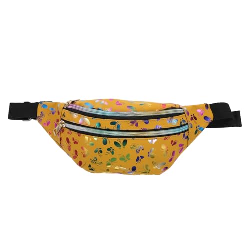 JEWEDECO Stylische Damen Hüfttasche Leicht und Kompakt mit Doppeltem Reißverschluss Praktische Crossbody Gürteltasche in Modischem Gelb für Alltag Reisen und Freizeit Zusätzliche von JEWEDECO