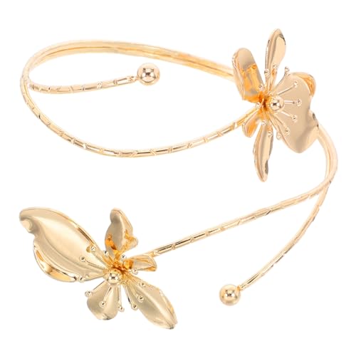 JEWEDECO Stylischer Oberarm Armreif Damen Offener Metallblumen Manschette Verstellbar Schmuck für Alltag und Besondere Anlässe von JEWEDECO