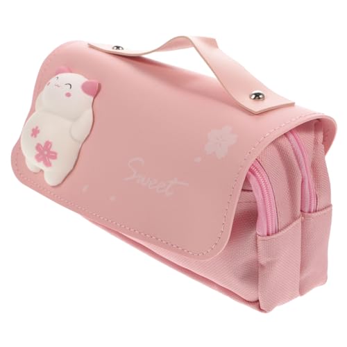 JEWEDECO Multifunktionales Tragbares Federmäppchen Canvas Geräumiger Stiftspeicher Rosa Für Schüler Und Lehrer Mit Reißverschluss Und Praktischem Design Für Schreibwaren Und von JEWEDECO