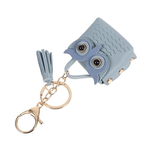 JEWEDECO Süßer Münzbeutel PU Multifunktionaler Schlüsselanhänger für Damen Portemonnaie mit Quaste Niedliches Design Aquablau für Schlüssel Aufbewahrung von JEWEDECO