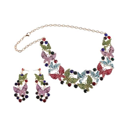 JEWEDECO Teiliges Schmetterling Statement Schmuckset für Damen Buntes Öl Inlay und Ohrhänger Hautfreundlich Langlebig Eleganter Brautschmuck für Hochzeiten Partys und Festliche Anlässe von JEWEDECO