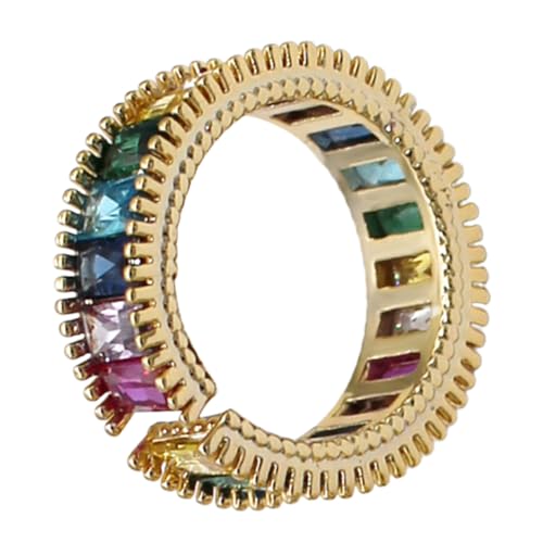 JEWEDECO Verstellbarer Vintage Offener Ring Damen Bunter Regenbogenfarbener Schmuck Eleganter Fingerring Für Alltag Und Festliche Anlässe von JEWEDECO