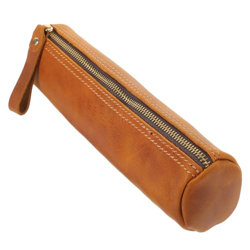 JEWEDECO Retro Leder Federmäppchen Praktischer Stiftehalter Für Schule Und Büro Hochwertige Stiftaufbewahrung Wahrscheinlicher Farbe Wildebraun Für Schüler Und Büroangestellte von JEWEDECO