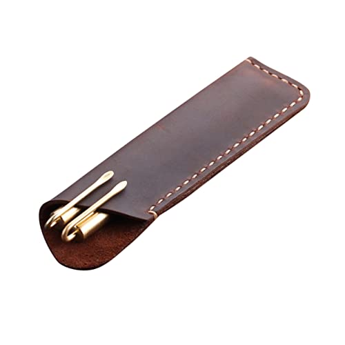 JEWEDECO Vintage Stiftetasche Aus Leder Handgefertigte Bleistift Schutzhülle Stifteaufbewahrungstasche Für Büro Schule Und Zuhause (Kaffee) von JEWEDECO