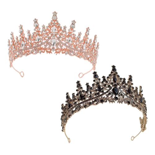 JEWEDECO Vintage Strasskrone Barock 2 Stück Braut Kopfschmuck Krone Haarschmuck für Frauen Hochzeit Geburtstag Cosplay Aufführung von JEWEDECO