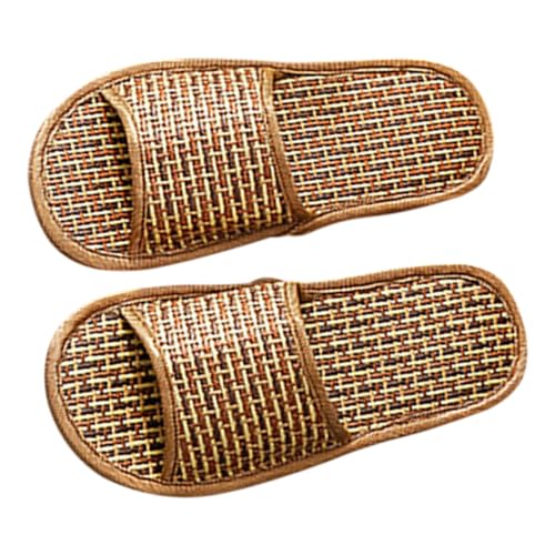 JEWEDECO Woven Rattan Hausschuhe Herren Damen Sommer Slipper Leicht Atmungsaktiv Indoor Gäste Pantoffeln Komfortabel für Wohnzimmer Garten Strand von JEWEDECO