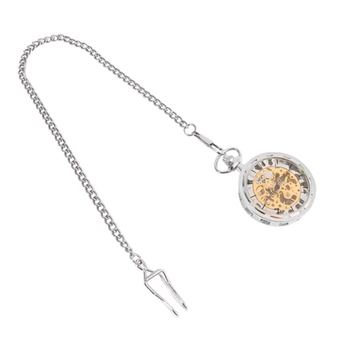 JEWEDECO Ausgehöhlte Taschenuhr Mechanische Manuelle Vintage Taschenuhr Mit Rad Aus Legierung Silber Für Kleidung Und Tragen von JEWEDECO