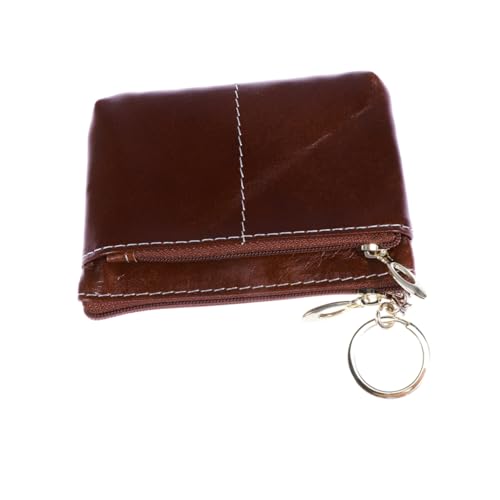 JEWEDECO Geldbörse Mit Reißverschluss Für Damen Leder Vintage Schlüssel Münzbörse Kreditkartenetui Reißverschlusstasche Tägliches Tragen von JEWEDECO