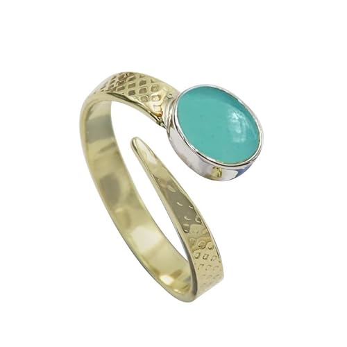 Aqua-Chalcedon Edelstein 925 Sterling Silber Band Ring Herren und Damen Alle Größen Schmuck JSR-1093CE25_(71 (22.6)) von JEWELFORCE