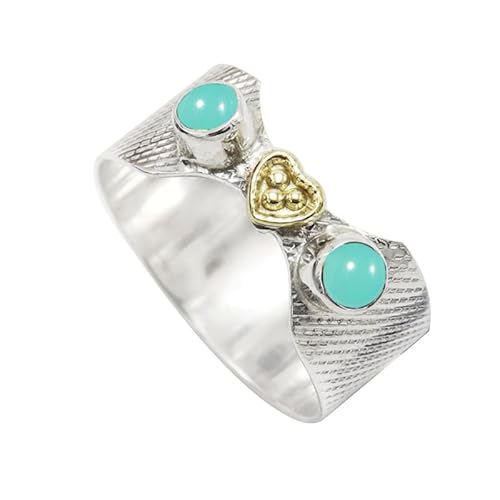 Aqua-Chalcedon Edelstein 925 Sterling Silber Band Ring Herren und Damen Alle Größen Schmuck JSR-1096CE2_(48 (15.3)) von JEWELFORCE