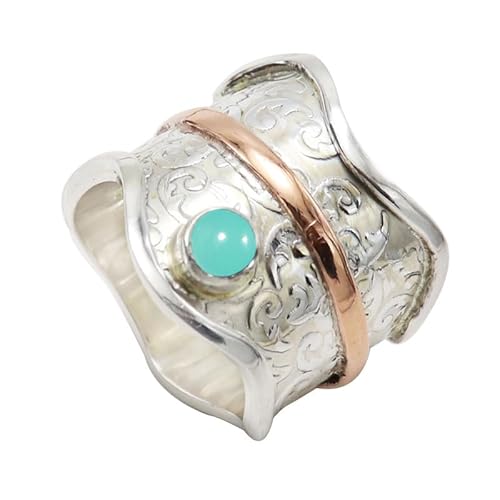 Aqua-Chalcedon Edelstein 925 Sterling Silber Band Ring Herren und Damen Alle Größen Schmuck JSR-1101CE25_(71 (22.6)) von JEWELFORCE