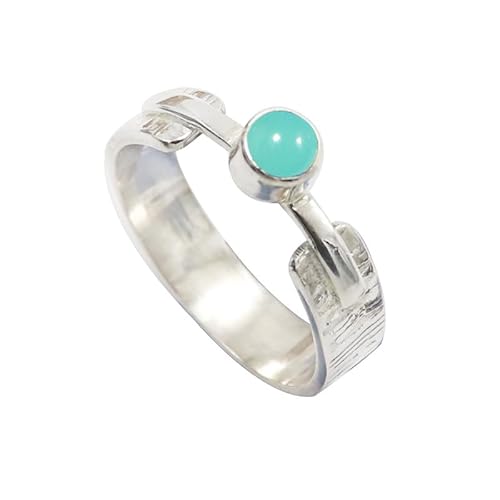 Aqua-Chalcedon Edelstein 925 Sterling Silber Band Ring Herren und Damen Alle Größen Schmuck JSR-1110CE27_(73 (23.2)) von JEWELFORCE