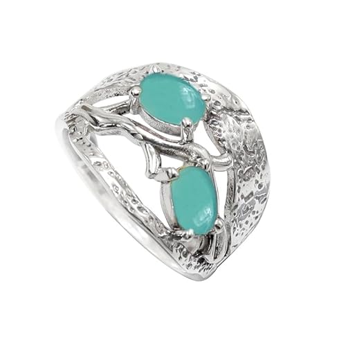 Aqua-Chalcedon Edelstein 925 Sterling Silber Band Ring Herren und Damen Alle Größen Schmuck JSR-1117CE6_(52 (16.6)) von JEWELFORCE