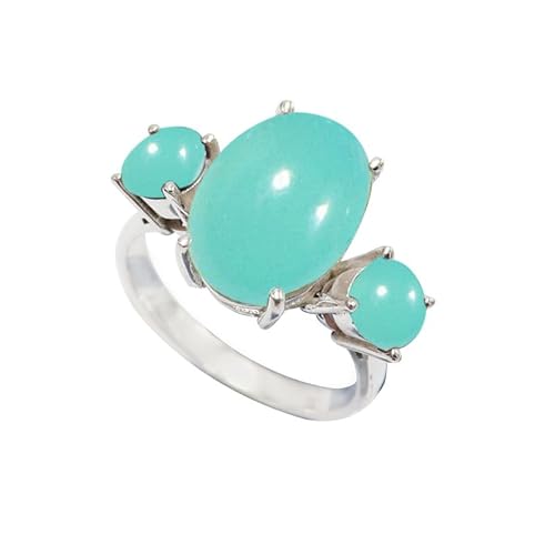 Aqua-Chalcedon Edelstein 925 Sterling Silber Band Ring Herren und Damen Alle Größen Schmuck JSR-1119CE1_(47 (15.0)) von JEWELFORCE