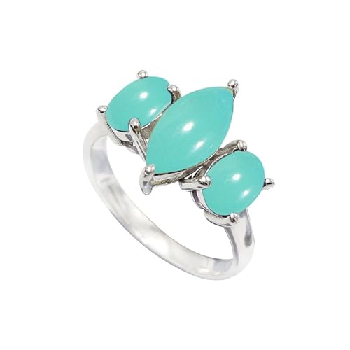 Aqua-Chalcedon Edelstein 925 Sterling Silber Band Ring Herren und Damen Alle Größen Schmuck JSR-1120CE25_(71 (22.6)) von JEWELFORCE