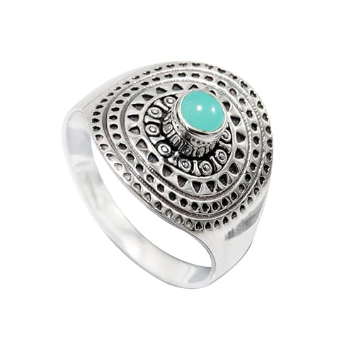 Aqua-Chalcedon Edelstein 925 Sterling Silber Band Ring Herren und Damen Alle Größen Schmuck JSR-1123CE19_(65 (20.7)) von JEWELFORCE