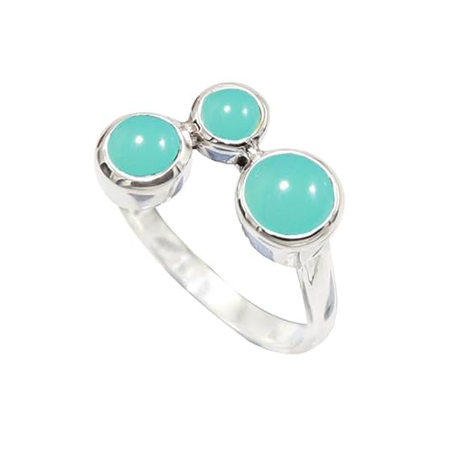 Aqua-Chalcedon Edelstein 925 Sterling Silber Band Ring Herren und Damen Alle Größen Schmuck JSR-1126CE25_(71 (22.6)) von JEWELFORCE