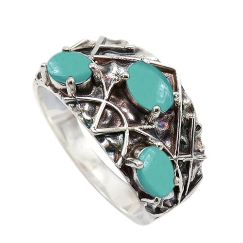 Aqua-Chalcedon Edelstein 925 Sterling Silber Band Ring Herren und Damen Alle Größen Schmuck JSR-1138CE19_(65 (20.7)) von JEWELFORCE