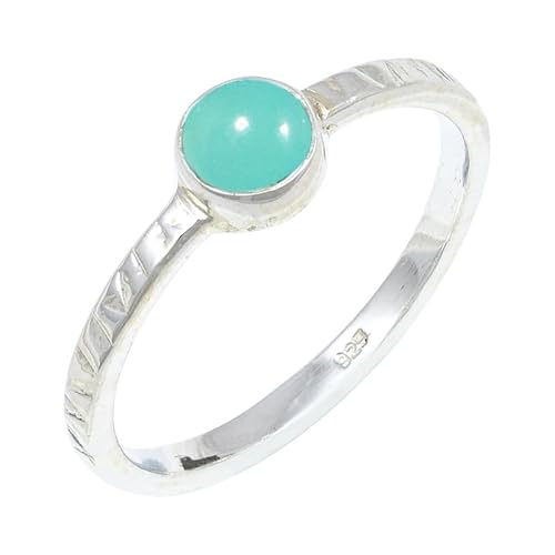 Aqua Chalcedony Edelstein 925 Sterling Silber Stilvoller Handgefertigter Band Ring Geschenkartikel Herren und Damen Alle Größen Schmuck JSR-132CE18_(64 (20.4)) von JEWELFORCE