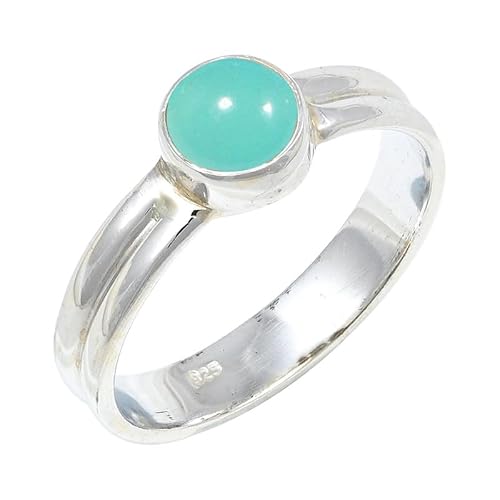 Aqua Chalcedony Edelstein 925 Sterling Silber Stilvoller Handgefertigter Band Ring Geschenkartikel Herren und Damen Alle Größen Schmuck JSR-133CE1_(47 (15.0)) von JEWELFORCE