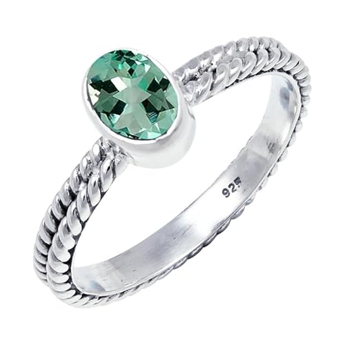 Aquamarine Lab Grown Edelstein 925 Sterling Silber Stilvoller Handgefertigter Band Ring Geschenkartikel Herren und Damen Alle Größen Schmuck JSR-110AY2_(48 (15.3)) von JEWELFORCE