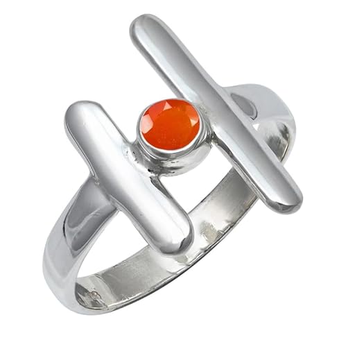 Carnelian Edelstein 925 Sterling Silber Stilvoller Handgefertigter Band Ring Geschenkartikel Herren und Damen Alle Größen Schmuck JSR-105AF8_(54 (17.2)) von JEWELFORCE