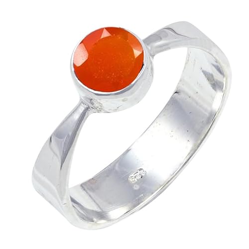 Carnelian Edelstein 925 Sterling Silber Stilvoller Handgefertigter Band Ring Geschenkartikel Herren und Damen Alle Größen Schmuck JSR-124AF27_(73 (23.2)) von JEWELFORCE