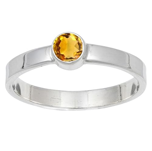 Citrine Edelstein 925 Sterling Silber Stilvoller Handgefertigter Band Ring Geschenkartikel Herren und Damen Alle Größen Schmuck JSR-106AI12_(58 (18.5)) von JEWELFORCE
