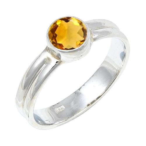 Citrine Edelstein 925 Sterling Silber Stilvoller Handgefertigter Band Ring Geschenkartikel Herren und Damen Alle Größen Schmuck JSR-133AI7_(53 (16.9)) von JEWELFORCE