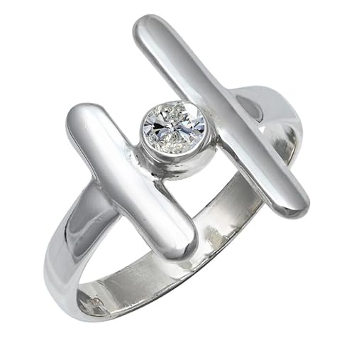 Cubic Zirconia Edelstein für Herren und Damen in allen Größen Sterling Silber Stilvoller Handgefertigter Band Ring Geschenkartikel Schmuck JSR-105AH26_(72 (22.9)) von JEWELFORCE
