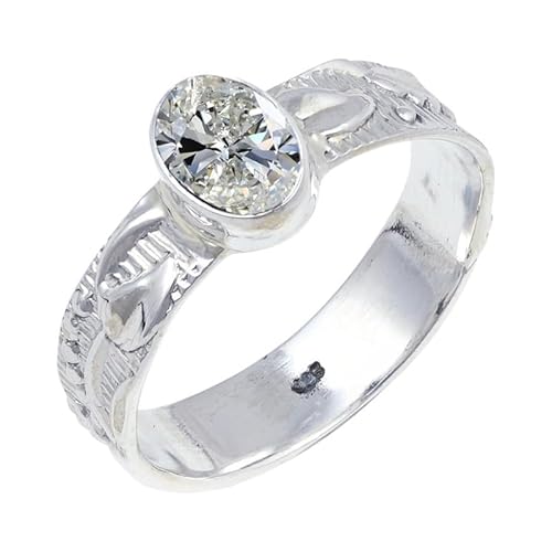 Cubic Zirconia Edelstein für Herren und Damen in allen Größen Sterling Silber Stilvoller Handgefertigter Band Ring Geschenkartikel Schmuck JSR-117AH6_(52 (16.6)) von JEWELFORCE