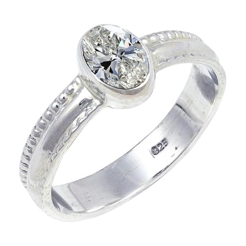 Cubic Zirconia Edelstein für Herren und Damen in allen Größen Sterling Silber Stilvoller Handgefertigter Band Ring Geschenkartikel Schmuck JSR-126AH4_(50 (15.9)) von JEWELFORCE