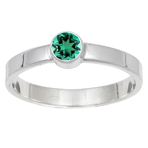 Emerald Lab Grown Edelstein Sterling Silber Stilvoller Handgefertigter Band Ring Geschenkartikel für Männer und Frauen in allen Größen Schmuck JSR-106AN22_(68 (21.6)) von JEWELFORCE