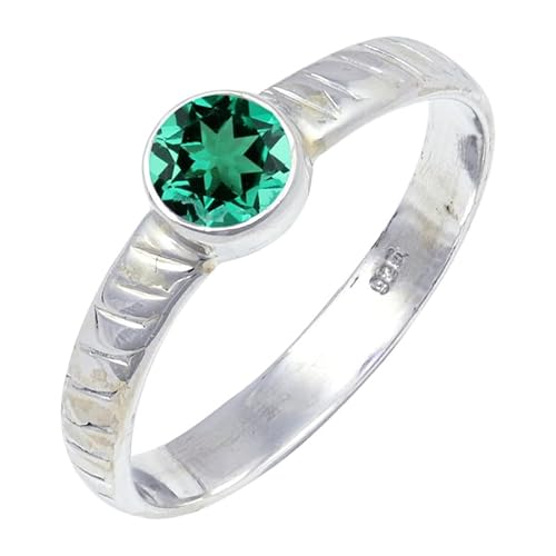 Emerald Lab Grown Edelstein Sterling Silber Stilvoller Handgefertigter Band Ring Geschenkartikel für Männer und Frauen in allen Größen Schmuck JSR-118AN22_(68 (21.6)) von JEWELFORCE
