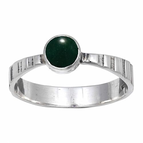 Green Jade Edelstein für Herren und Damen in allen Größen Sterling Silber Stilvoller Handgefertigter Band Ring Geschenkartikel Schmuck JSR-119CD22_(68 (21.6)) von JEWELFORCE