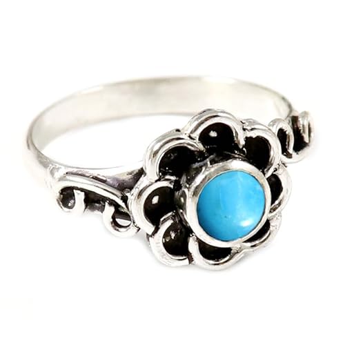 Im Labor gezüchteter Türkis Edelstein Sterling Silber Stilvoller Handgefertigter Band Ring Geschenkartikel für Männer und Frauen in allen Größen Schmuck JSR-162BT29_(75 (23.9)) von JEWELFORCE