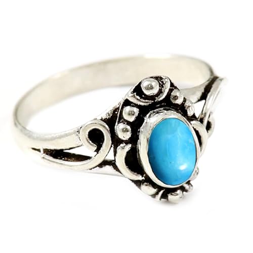 Im Labor gezüchteter Türkis Edelstein Sterling Silber Stilvoller Handgefertigter Band Ring Geschenkartikel für Männer und Frauen in allen Größen Schmuck JSR-181BT21_(67 (21.3)) von JEWELFORCE