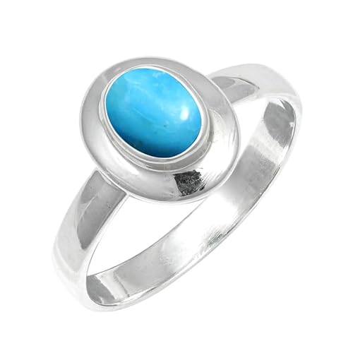 Im Labor gezüchteter Türkis Edelstein Sterling Silber Stilvoller Handgefertigter Band Ring Geschenkartikel für Männer und Frauen in allen Größen Schmuck JSR-211BT17_(63 (20.1)) von JEWELFORCE