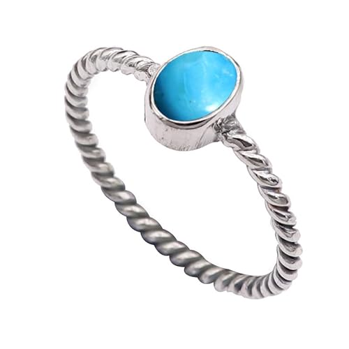 Im Labor gezüchteter Türkis Edelstein Sterling Silber Stilvoller Handgefertigter Band Ring Geschenkartikel für Männer und Frauen in allen Größen Schmuck JSR-332BT3_(49 (15.6)) von JEWELFORCE
