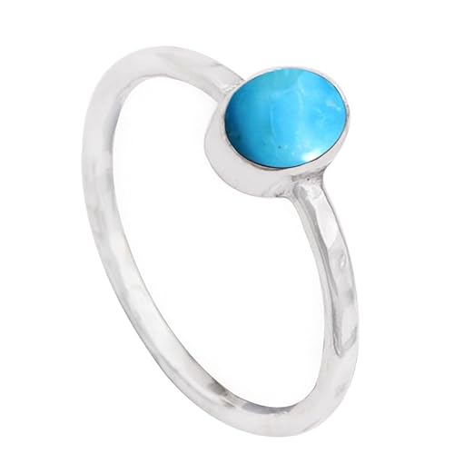 Im Labor gezüchteter Türkis Edelstein Sterling Silber Stilvoller Handgefertigter Band Ring Geschenkartikel für Männer und Frauen in allen Größen Schmuck JSR-334BT16_(62 (19.7)) von JEWELFORCE