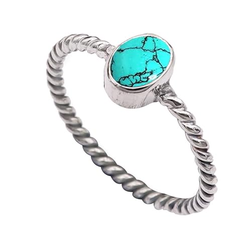 Im Labor hergestellter Türkis Edelstein für Herren und Damen in allen Größen Sterling Silber Stilvoller Handgefertigter Band Ring Geschenkartikel Schmuck JSR-332BU2_(48 (15.3)) von JEWELFORCE