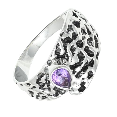 JEWELFORCE Amethyst-Edelstein-Bandring, 925er-Sterlingsilber, Bandring für Männer und Frauen, Bandring in allen Größen, Geschenkartikel, Schmuck JSR-1227A_54 (17.2) von JEWELFORCE